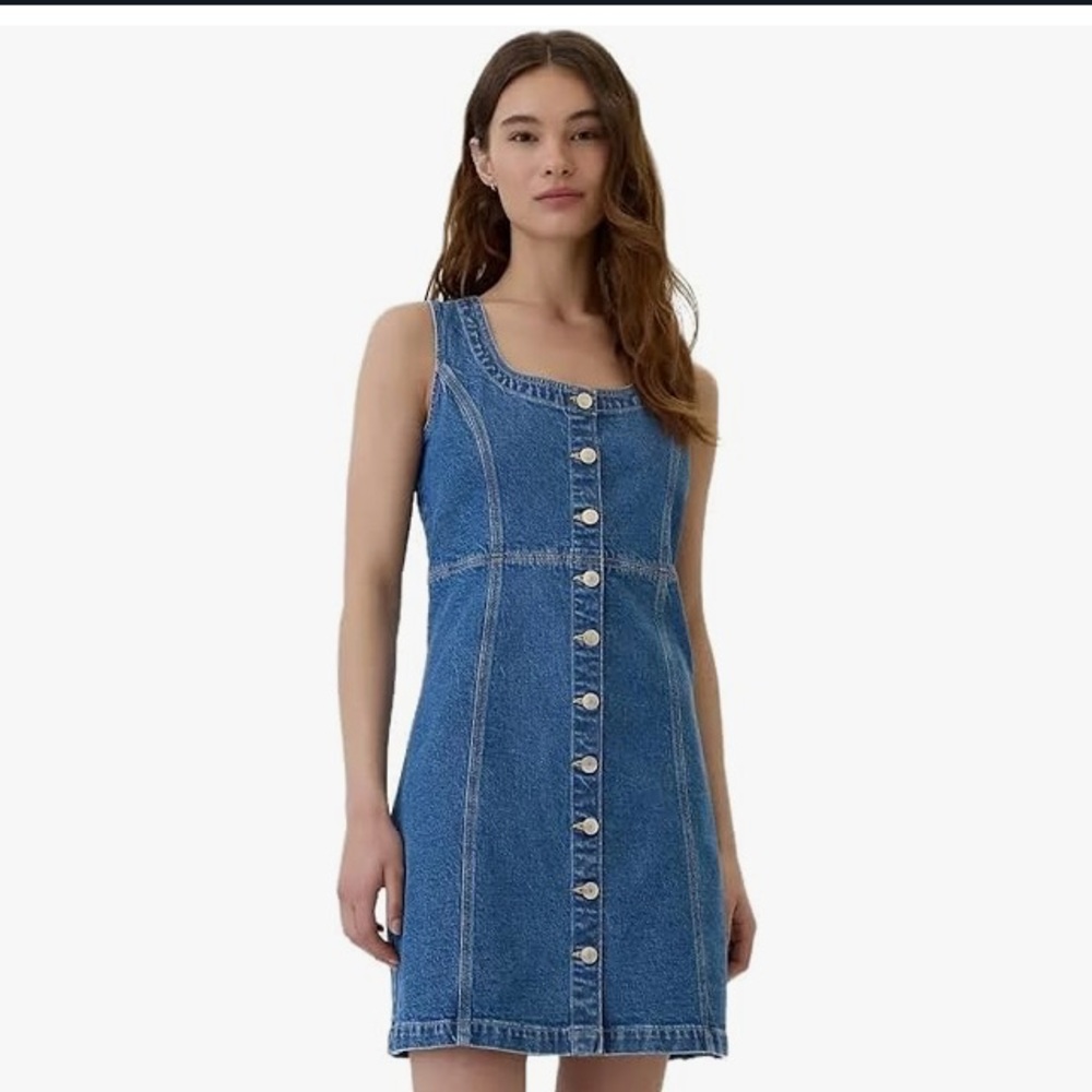 GAP Front Button Shift Denim Mini Dress